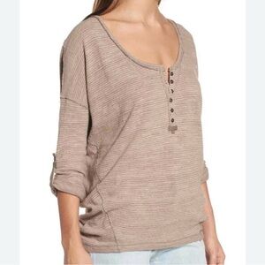 We The Free Tan Button Down Blouse with Boxy Oversized Fit size P / S